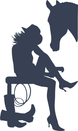 Cowgirl Putting On Her Boots Next To Her Horse Sticker