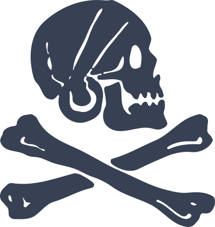 Skull Looking To The Right and Cross Bones Sticker
