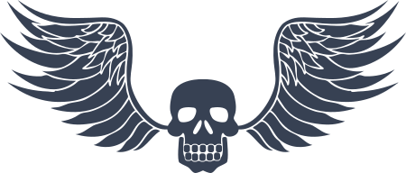 Skull With Detailed Feathered Wings Sticker