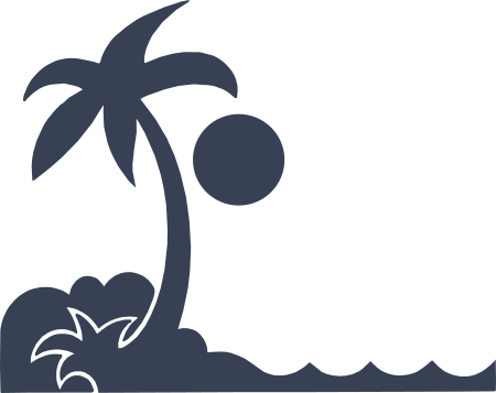 Palm Tree on an Island with Sun and Ocean Decal