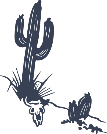 Desert Cactus with Bull Skull Decal