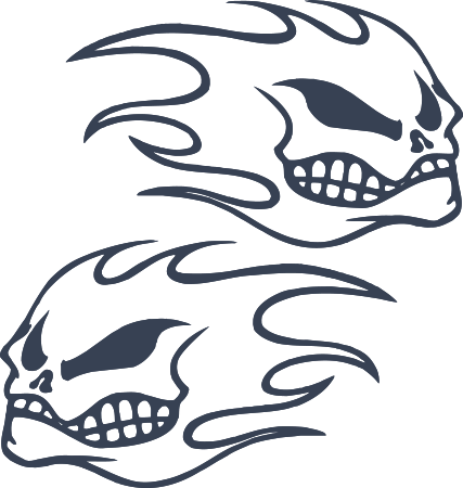 Double Skulls On Fire Sticker