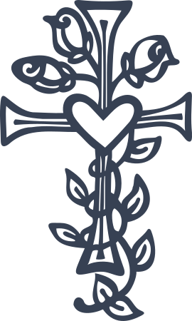 Cross with Heart and Roses Sticker