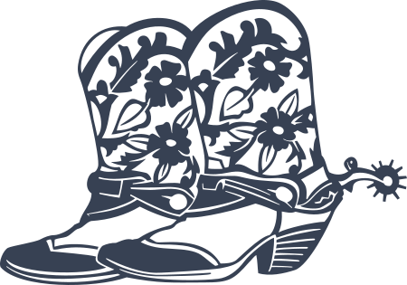 Floral Cowgirl Boots with Spurs Sticker
