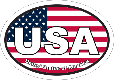 United States of America USA American Flag Oval Sticker