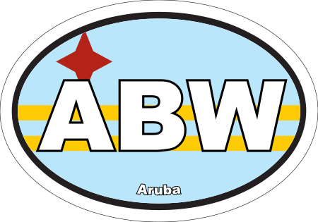 Aruba ABW Flag Oval Euro Decal