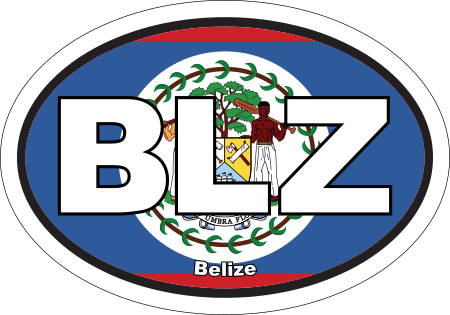 Belize BLZ Flag Oval Euro Decal