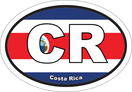 Costa Rica CR Flag Oval Euro Decal