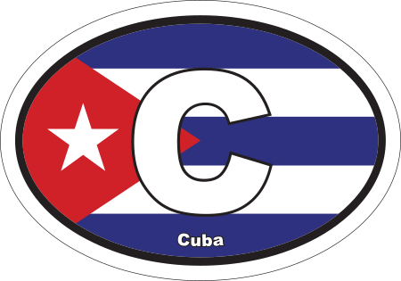 Cuba C Flag Oval Sticker