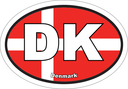 Denmark DK Flag Oval Euro Decal