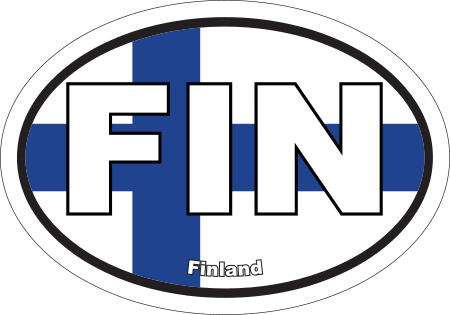 Finland FIN Flag Oval Sticker