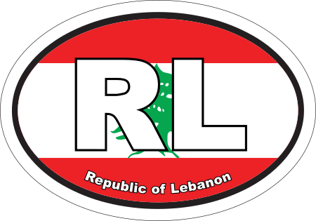 Republic of Lebanon RL Flag Oval Euro Decal