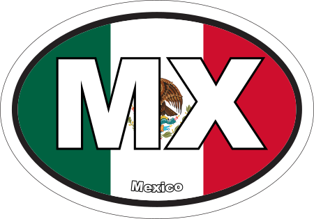Mexico MX Flag Oval Euro Decal