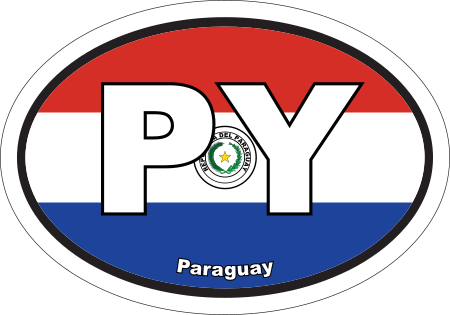 Paraguay PY Flag Oval Euro Decal