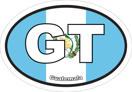 Guatemala GT Flag Oval Euro Decal