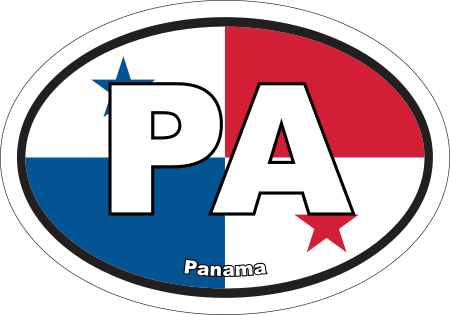 Panama PA Flag Oval Euro Decal