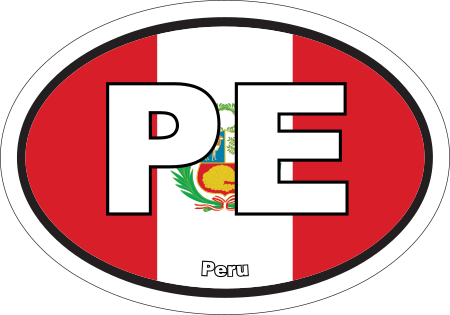 Peru PE Flag Oval Euro Decal