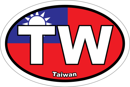 Taiwan TW Flag Oval Euro Decal