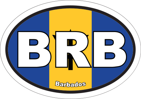 Barbados BRB Flag Oval Euro Decal