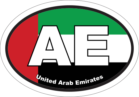 United Arab Emirates AE Flag Oval Euro Decal