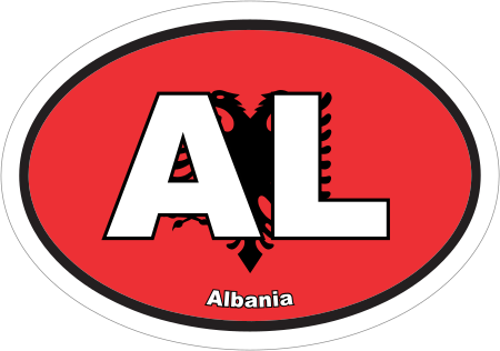 Albania AL Flag Oval Euro Decal