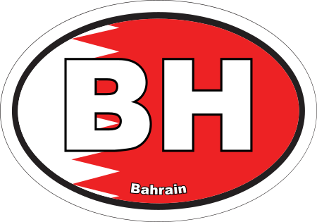 Bahrain BH Flag Oval Euro Decal