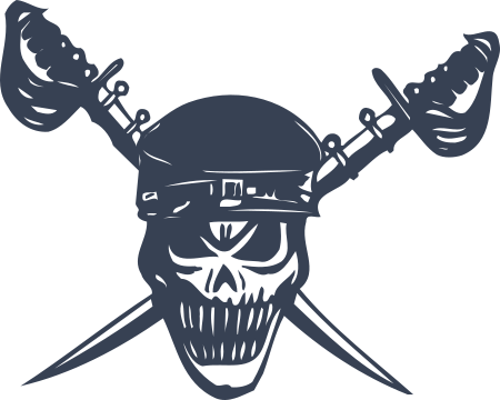 Skeleton with Swords In Skull Sticker