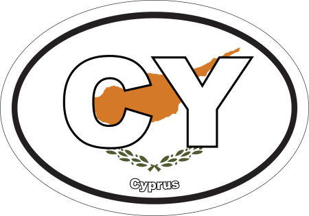 Cyprus CY Flag Oval Euro Decal
