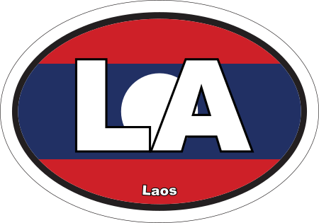 Laos LA Flag Oval Euro Decal