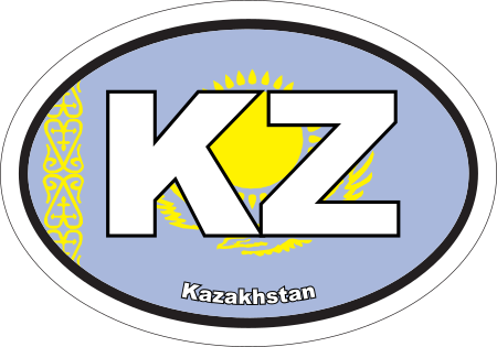 Kazakhstan KZ Flag Oval Euro Decal