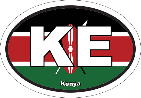 Kenya KE Flag Oval Euro Decal