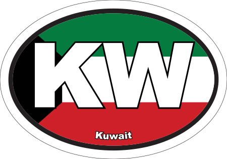 Kuwait KW Flag Oval Euro Decal