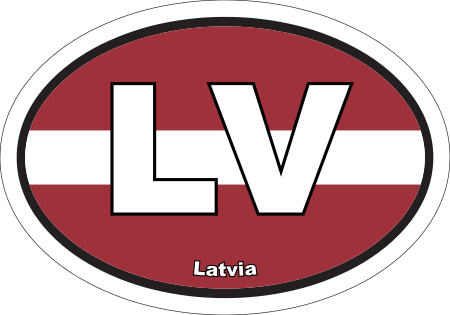 Latvia LV Flag Oval Euro Decal