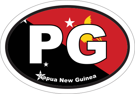 Papua New Guinea PG Flag Oval Euro Decal