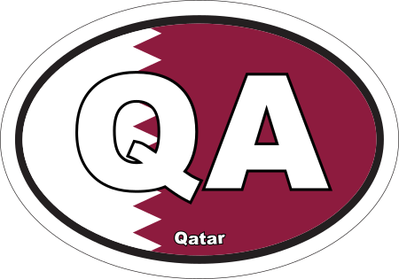 Qatar QA Flag Oval Euro Decal