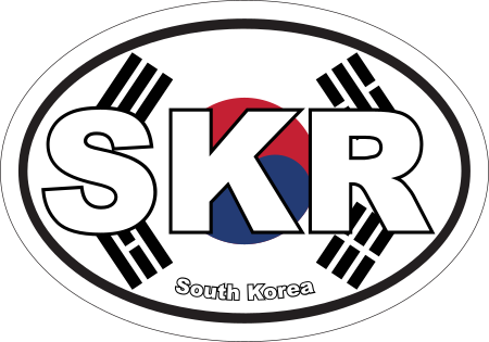 South Korea KR Flag Oval Euro Decal