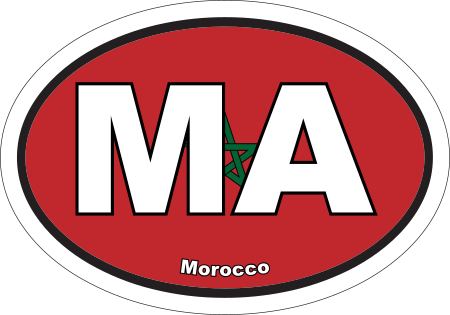 Morocco MA Flag Oval Euro Decal