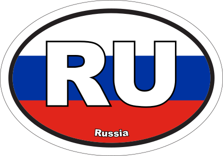 Russia RU Flag Oval Euro Decal