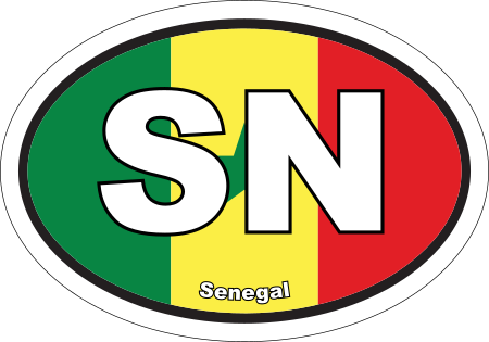 Senegal SN Flag Oval Euro Decal
