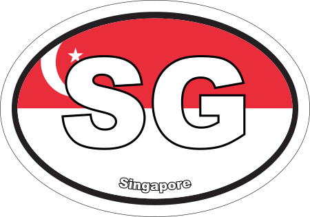 Singapore SG Flag Oval Euro Decal