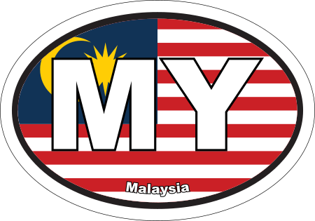 Malaysia MY Flag Oval Euro Decal