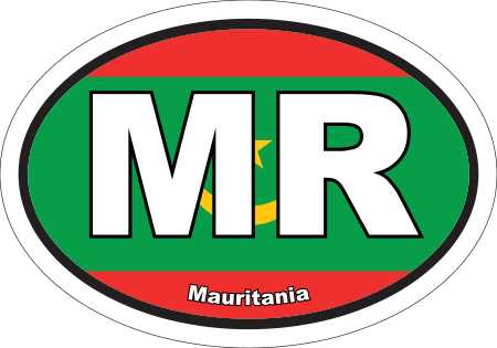 Mauritania MR Flag Oval Euro Decal
