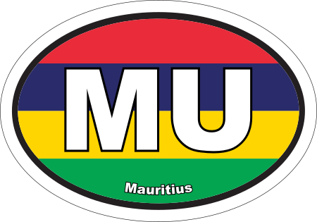 Mauritius MU Flag Oval Euro Decal