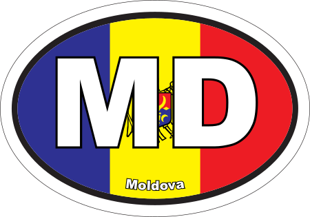Moldova MD Flag Oval Euro Decal
