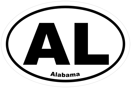 Alabama AL Oval Euro Decal