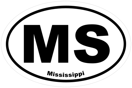 Mississippi MS Oval Euro Decal