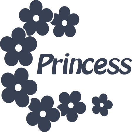 Princess with Daisy Flowers Vinyl Lettering Sticker