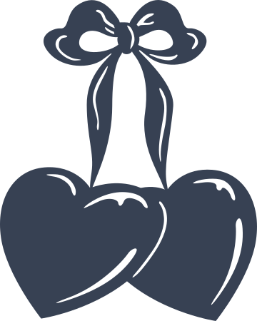 Hearts Dangling from a Bow Decal
