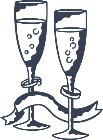 Champagne Glasses for Just Married or Wedding Decal