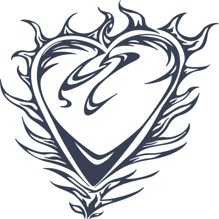 Flaming Heart Decal
